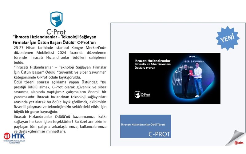 C-Prot, İhracatı Hızlandıranlar Ödülünde Üstün Başarı Ödülünü Kazandı