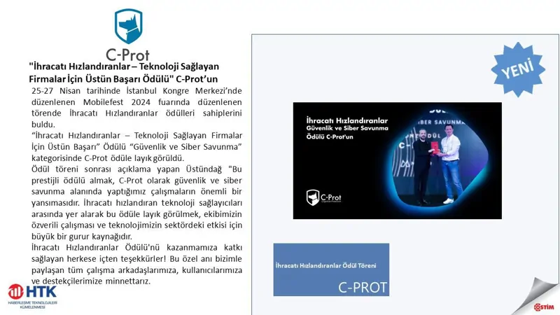 C-Prot, İhracatı Hızlandıranlar Ödülünde Üstün Başarı Ödülünü Kazandı